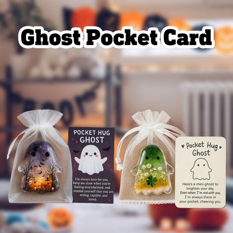 Pocket Hug Ghost, Pockets Hug Ghosts with Encouragement Card Cute Mini Charm,Mini Inspirational Statue with Encouragement Card Small Decorative Keepsake (3pcs Style 2) - Image 2